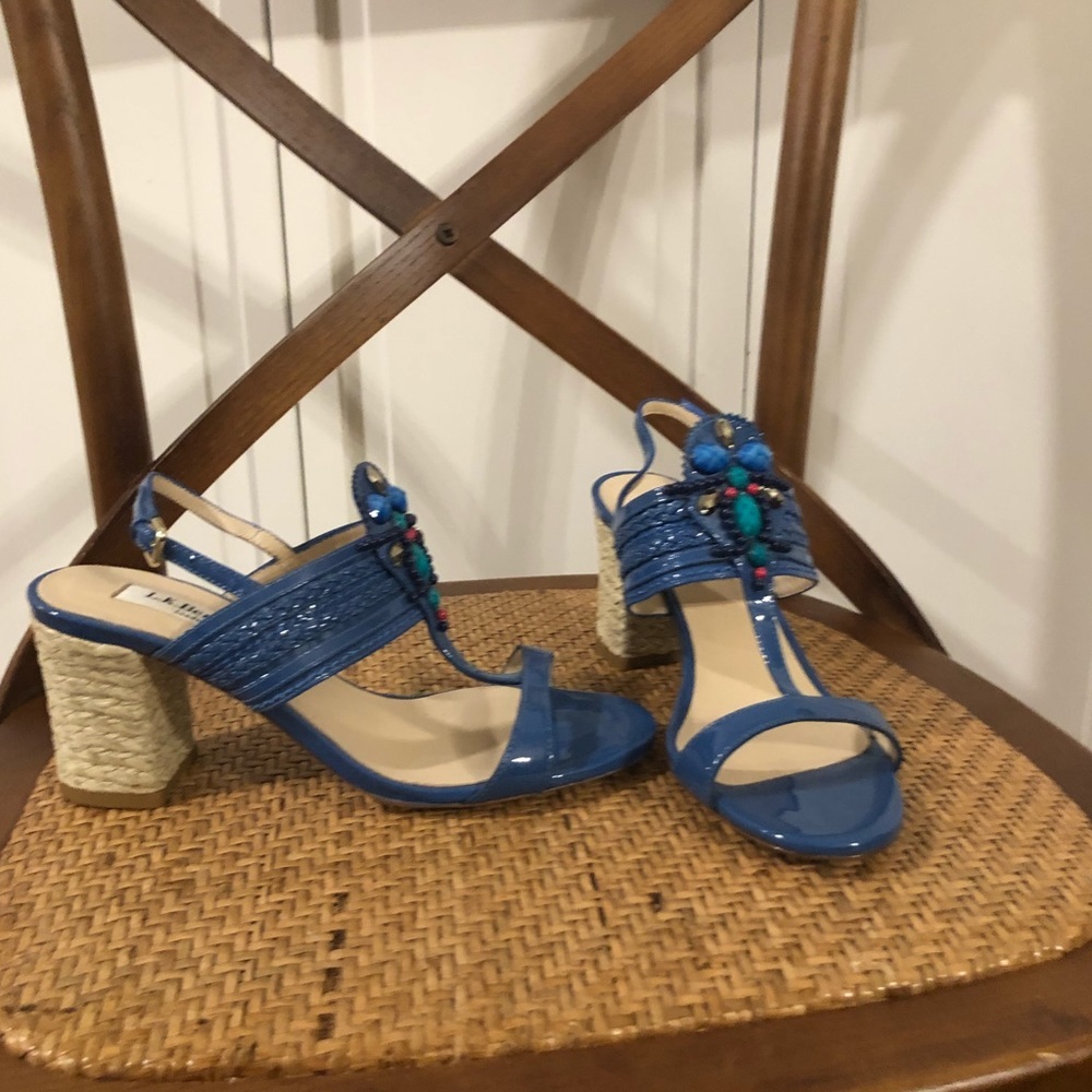 Lk Bennett nwob beaded sandal blue patent size 36